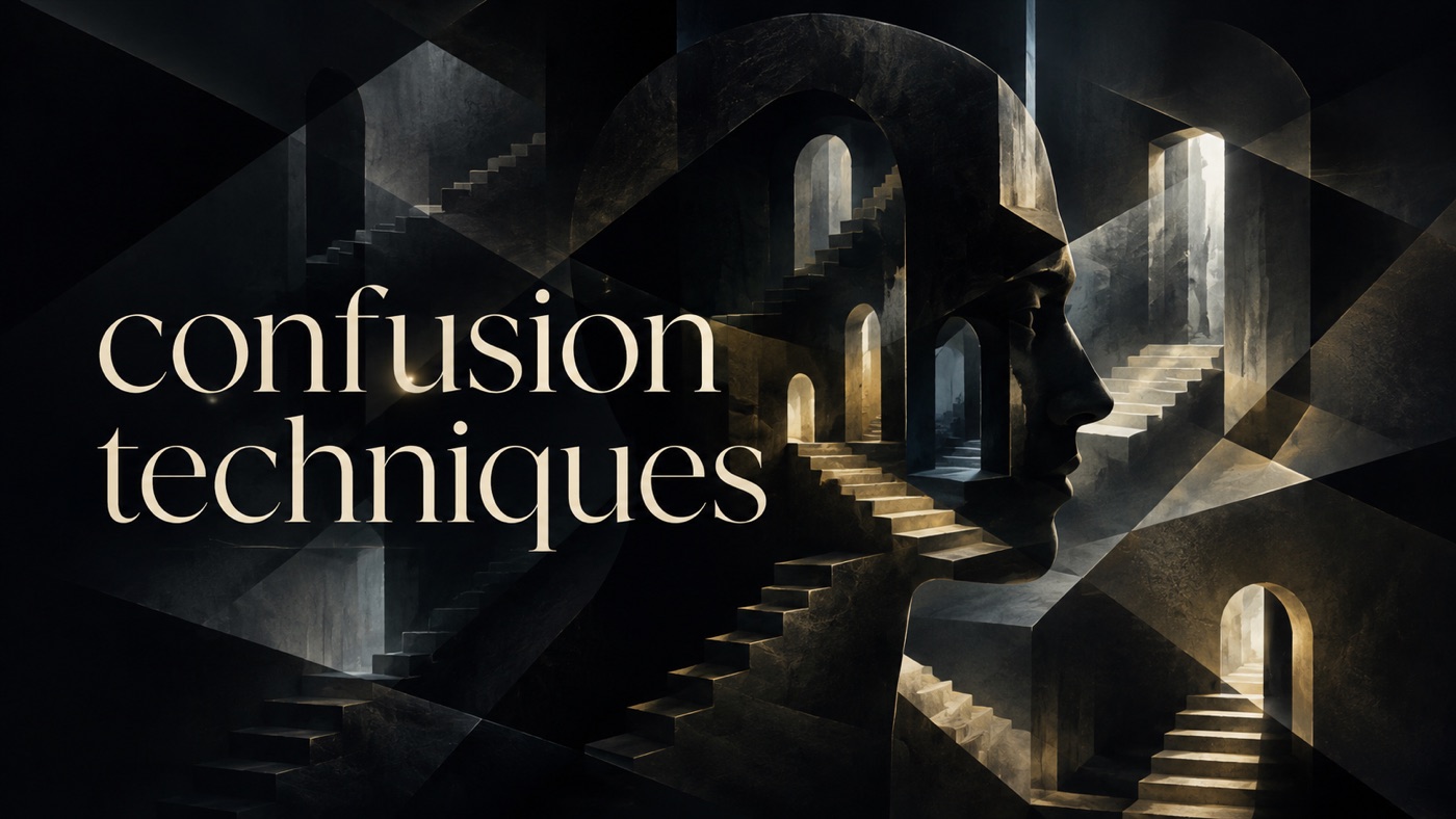 Confusion techniques — a surreal illusion of a mind filled with staircases and archways